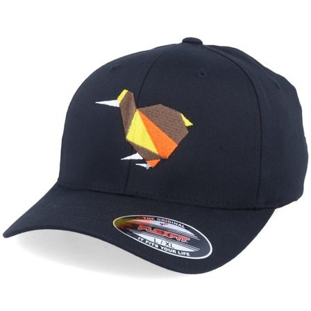 Origami - Svart flexfit Keps - Paper Kiwi Bird Black Flexfit @ Hatstore