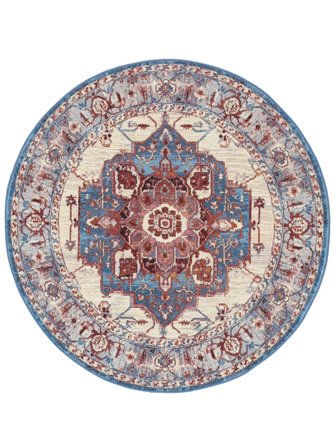 Tapis D’intérieur/Extérieur Médaillon Lavable Amina - Rouge/Bleu Ø 160 Dans Un Style Classique