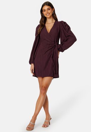 BUBBLEROOM Balloon Sleeve Structured Wrap Dress Klær