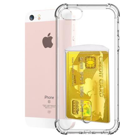 Kraftig silikonetui med kortrom - iPhone 5/5S/5SE Transparent/Genomskinlig