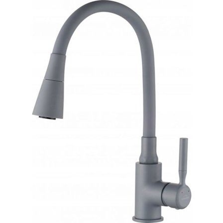 Kökskran - INVENA - Pogo Plus - Grå - Enkelt hål - Svanhals