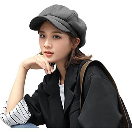 Kvinnors Visor Beret Flickor Newsboy Cap Höst Japansk Målare Hatt (Grå) grey