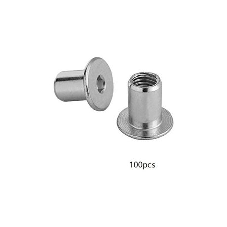 Hylsmutter med platt huvud, sexkantshylsa M6 x 15 x 10mm 100st