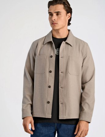 Lindbergh Superflex Brushed Melange Overshirt - Beige - XL