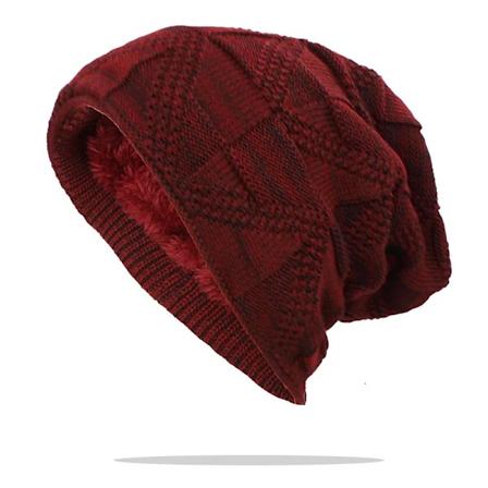 LOVINGSHA Vintervarm Hat til Mænd og Kvinder Unisex Ny Uld Strikket Casual Beanies Skullies Mærke Udendørs Bomuldshatte HT138 Red 56-62 cm (elastic )