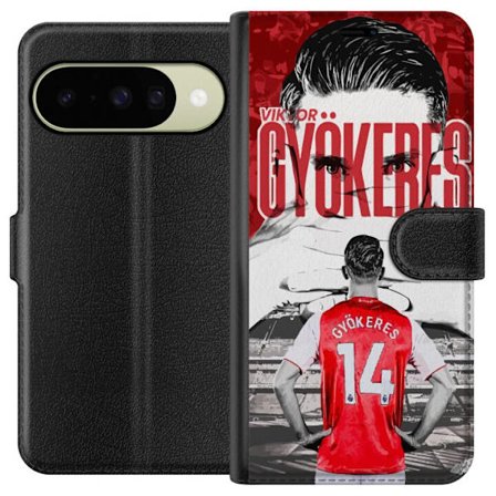 Google Pixel 10 Lompakkokotelo Viktor Gyökeres punainen muotoilu, jossa on muotokuva ja selkeät ottelutiedot vahvoissa väreissä, juhlistaa yhtä R
