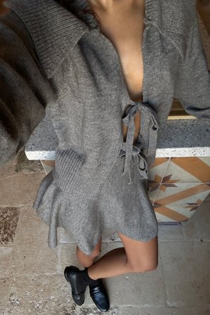 NA-KD - Strikket miniskjørt - Miniskjørt - Grå - L