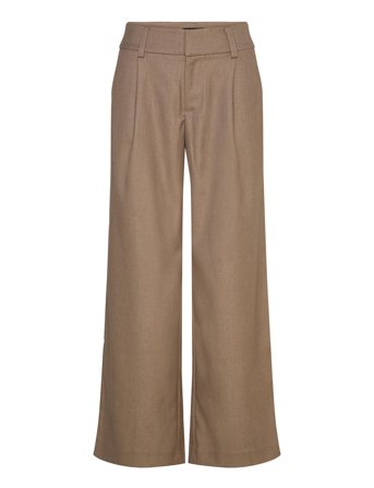Gina Tricot Low Wide Pleated Trousers - Beige - 42