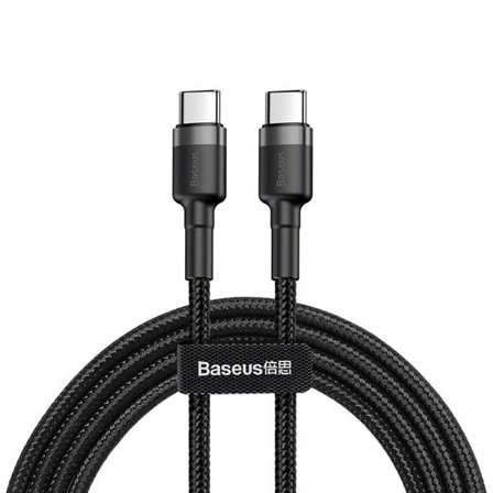 Baseus Cafule USB-C til USB-C-kabel 1 m - Flettet Sort/Grå