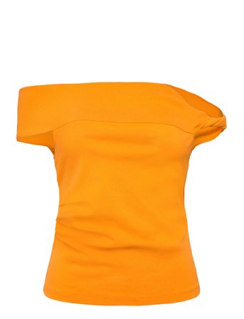 Asymmetrical Strapless Top Orange Mango