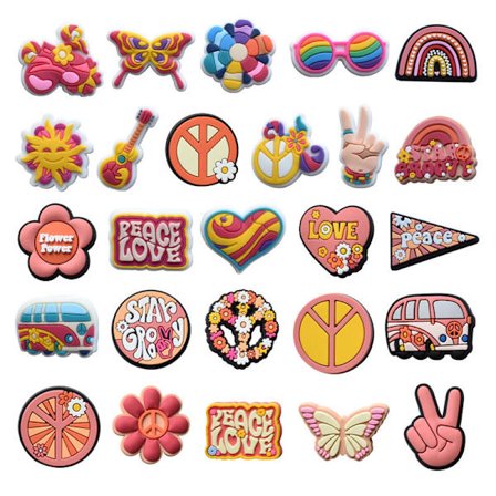 26 stk rosa sko-pynt, søte tresko-sandaler, PVC, DIY-tilbehør