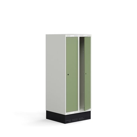 Skab til skoleelever ROZ, 2 moduler, 2 døre, inkl. bund, 1510x600x550 mm, lysegrøn