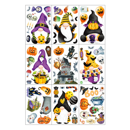 Halloween-tonttujen Ikkunatarrat, 9 Arkkia Ikkunatarroja Halloween-ikkunoihin Lasikoristeisiin
