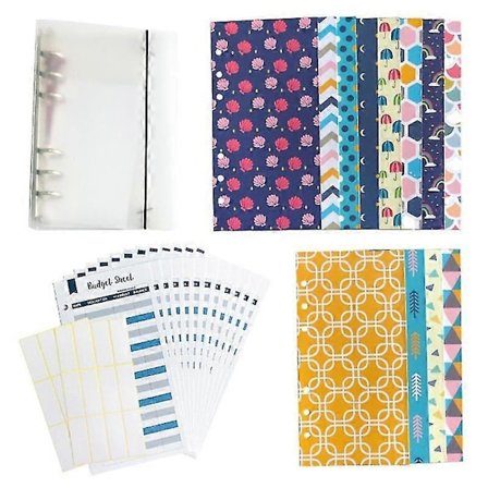 Budget Kuvertset, 6-håls Lösblad Magnetisk Öppning Kontantkuvert Med Budgetblad Och Etiketter