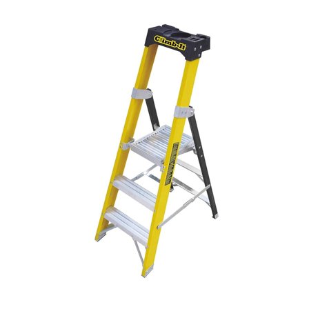 Glass fibre platform stepladder, 3 treads, H 725 mm