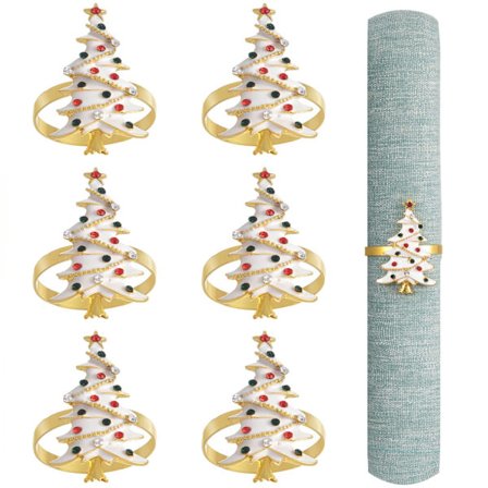 Serviettringer, sett med 6, serviettring, DIY-dekorasjon (juletre)