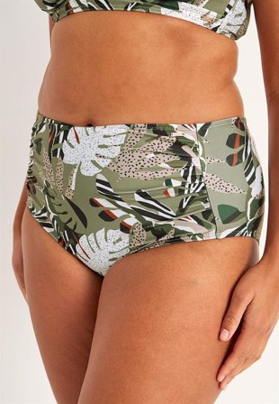 Cellbes of Sweden - Bikiniunderdel med høj talje i kakigrøn / mønstret til damer i størrelse 62