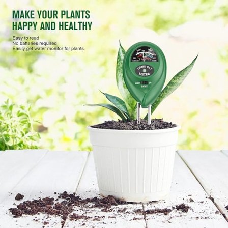 3-i-1 Jordtester - Måler pH, Fuktighet og Lys - Ideell for Sunne Innendørsplanter, Veksthus og Hager - Ingen Batterier Nødvendig - 1 Stykke