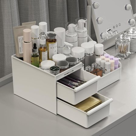 Makeup Organizer Opbevaringsskuffer, Kosmetikarrangører med stor kapacitet til læbestifter, hudplejearrangør til toiletbord, skrivebord