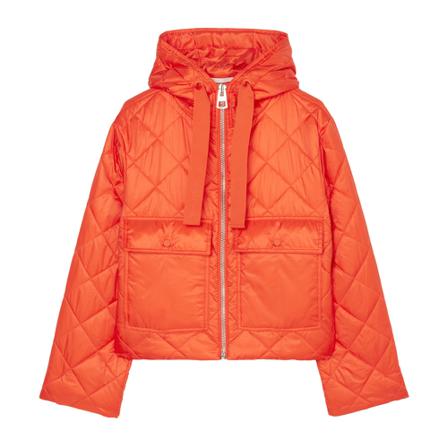 Marc O'Polo, Hooded quilted jacket, cropped fit Pomarańczowy, Kobieta, Rozmiar: 2XS