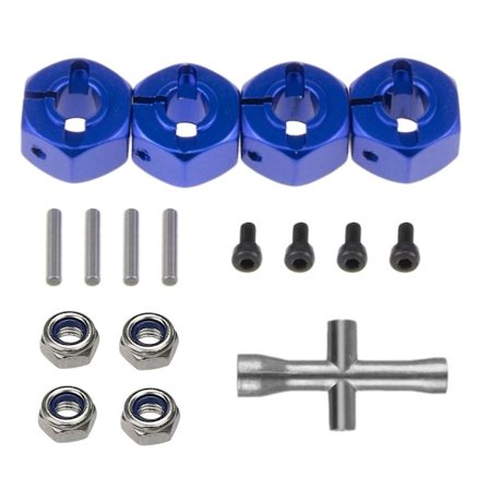 Metal 12mm Hex Hjulnav Adapter M4 Flanged Lock Nut Cross Wrench til Traxxas 1/10 Slash 4x4 VXL 2WD Rustler RC Bil [db]