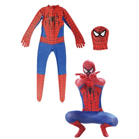 MARVEL Comics Spiderman-asu Lapsille Halloween-roolipeli Haalari Bodysuit Klassinen Spiderman Poikien Cosplay-asu 130 (120-129 cm)-WELLNGS