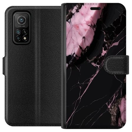 Kompatibelt Plånboksfodral till Xiaomi Mi 10T 5G Svart rosa marmor