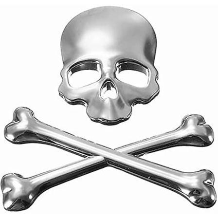 2 stk sølvfarget kul personlighet 3d metallhodeskalle skjelett død bil motorsykkel emblem merke klistremerke bilstyling klistremerker tilbehør