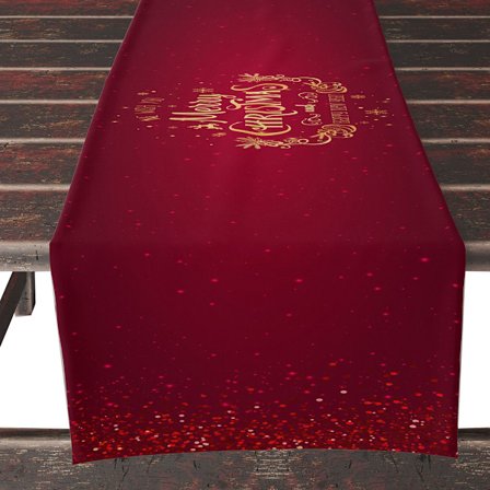 Bordslöpare för matbord, slitstark linne rustik bondgårdsstil röd bordslöpare säsongsbetonad vinter jul köksinredning med enkelt mönster och