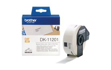 Brother Standard adresseetiketter. 29mm x 90mm. 400 stk. Sort på hvit.