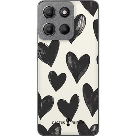 Kompatibel Mobilcover til Motorola Motorola Moto G15 Cactus and Friends - Bold Black Love Pattern