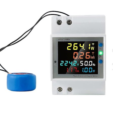 Enfase Strømmåler, Smart Energimåler med WIFI Tuya APP-kontroll, Amperemeter, Voltmeter, Effekt KWH, Overvåking av Strømforbruk i Hjemmet, 3 DIN-