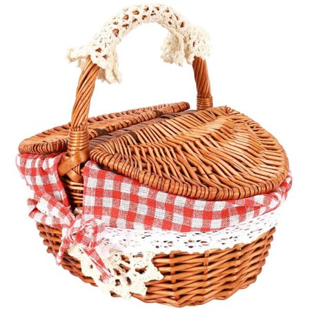 Flettet kurv Håndlaget flettet kurv Camping piknik kurv Oppbevaringskurv og håndtak Treflettet piknikkurv