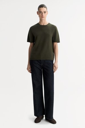 Soft Goat - Oversized t-shirt - Kaschmirpullover für Damen - M - Olive