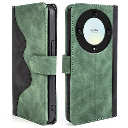 Kaksivärinen nahkainen läppäkotelo Honor X9a - Vihreä