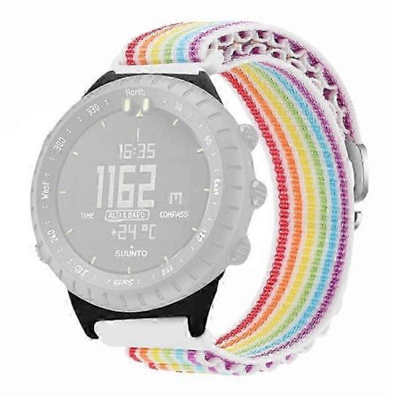För Suunto Core Klockarmband 22mm Nylon Loop Justerbart Armband med Anslutning - Vit+Orange Färgstark