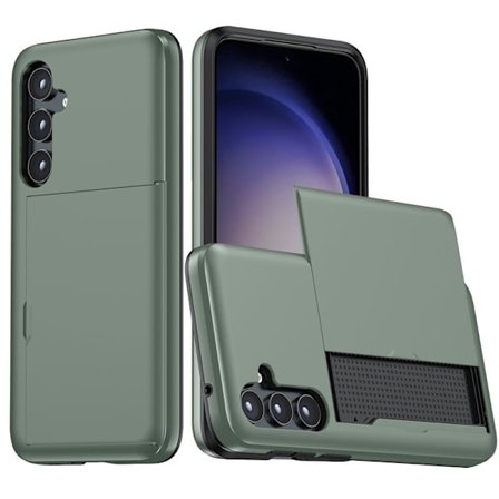 Kompatibel med Samsung S22Plus Slider-deksel, 2-i-1 lommebokdeksel (militærgrønn)