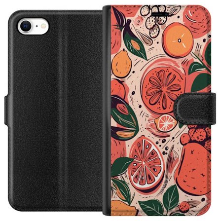 Yhteensopiva Lompakkokotelo Apple iPhone 6 Käsin piirretty kollaasi sitrushedelmistä, lehdistä ja marjoista lämpimässä vaaleanpunaisessa ja oran