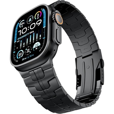 Titaniumsbånd Kompatibelt med Apple Watch Ultra/Ultra 2 49mm, Grade 2 Rent Titanium Metal Smartwatch Erstatningsbånd med Foldelukning