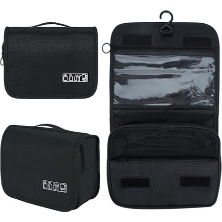 Foldbare Vandtætte Toilet tasker, Stor Toilet taske, Stor Kapacitet og Multifunktionel Rejsetaske (Sort)