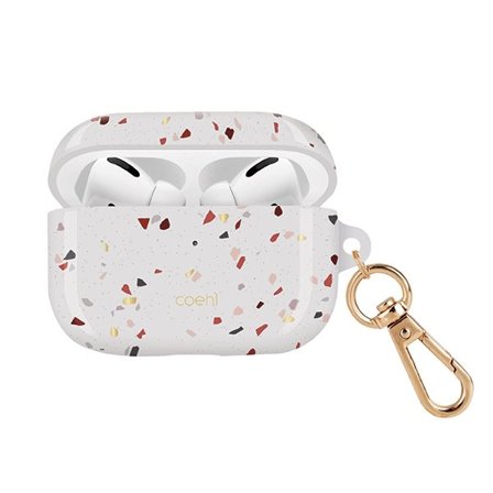 Uniq Coehl Terrazzo AirPods Pro -kotelo Valkoinen/luonnollinen valkoinen