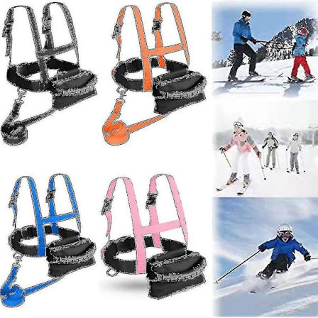 Skisele for barn, sikkerhetssele for ski, sikkerhetskobbel for skitrening, snowboardtreningssele Trainerwanan) (Svart)