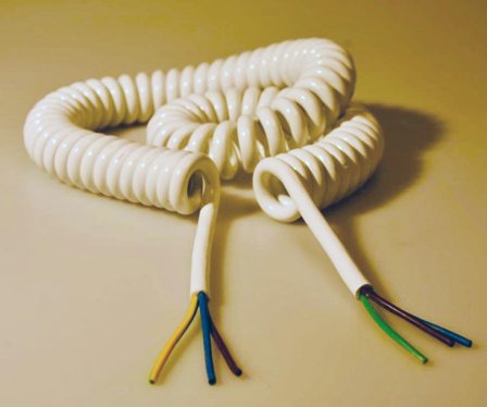 Z 2404592 Spiralkabel 0,8/2,5 meter Hvit, Stikkontakter & kabler