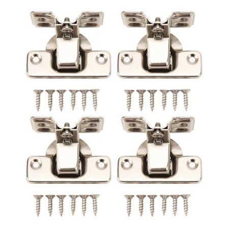 4 stk. korte armskabshængsler 4 huls base koldvalset stål til køkken soveværelse