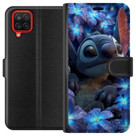 Kompatibelt Lommeboketui til Samsung Samsung Galaxy A12 Stitch Blant Blomster I Nattlys