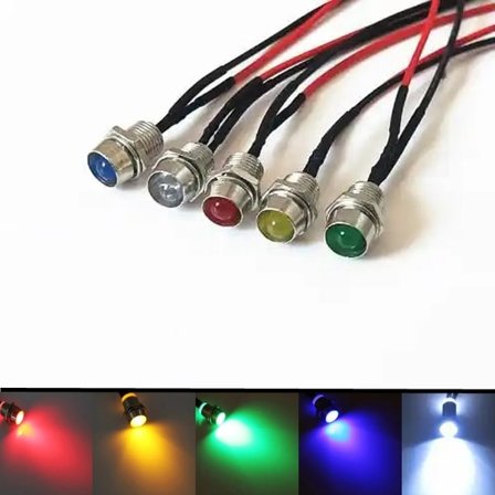 8mm 5 olika diodlampor för infällning panel varningslampor 12v