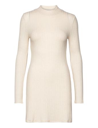 Short Knitted Dress Kort Kjole Creme Mango