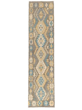 Kilim Afghan Old Style Rug 76X310 Runner Brown/Orange Wool, Afghanistan