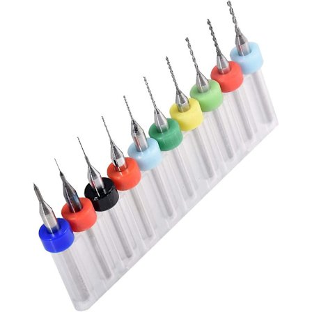 10 stk. Mini Pcb Bor Bits 0,1-1,0 mm, Karbid Spiral Fløjte Karbid Mikro Bor Bits Roterende Værktøj Smykker Cnc Board Power Gravering