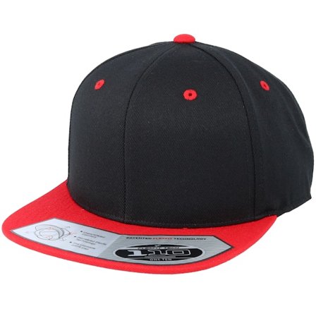 Yupoong - Svart snapback Caps - Lux Black/Red 110 Snapback @ Hatstore